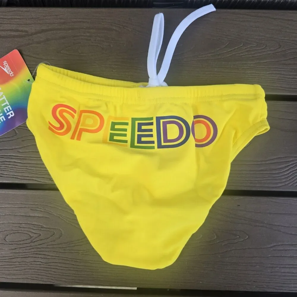 Speedo Boy's Yellow PowerFlex ECO Racer Brief  Sz 24 New